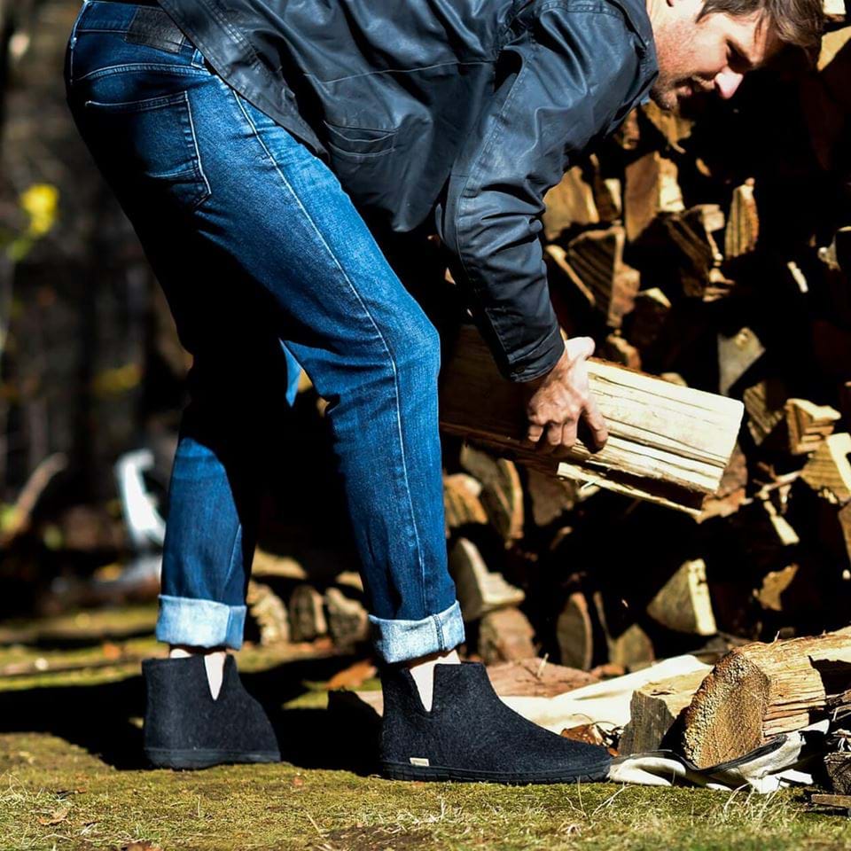 Glerups Black rubber sole boot in charcoal